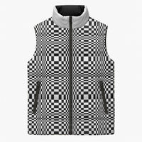 Black White Filipino Binakol Motifs Sleeveless Puffer Jacket Mabuhay Philippines Festival Kusikus Pattern LT14 Unisex Black - Polynesian Pride