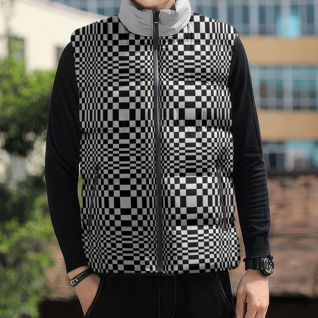Black White Filipino Binakol Motifs Sleeveless Puffer Jacket Mabuhay Philippines Festival Kusikus Pattern LT14 - Polynesian Pride