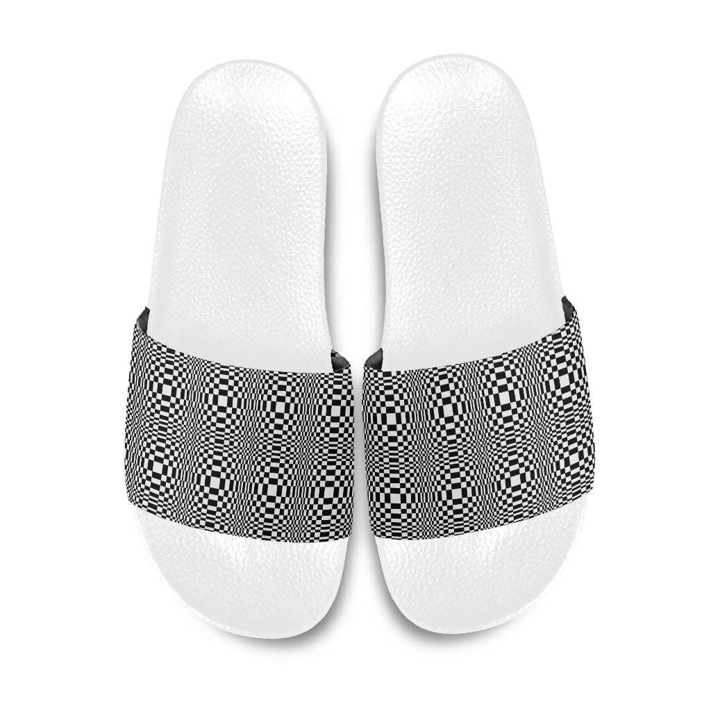 Black White Filipino Binakol Motifs Slide Sandals Mabuhay Philippines Festival Kusikus Pattern LT14 Black - Polynesian Pride