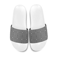 Black White Filipino Binakol Motifs Slide Sandals Mabuhay Philippines Festival Kusikus Pattern LT14 Black - Polynesian Pride