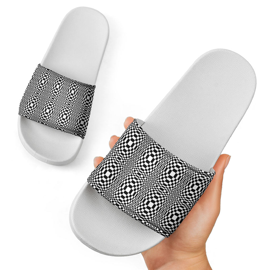Black White Filipino Binakol Motifs Slide Sandals Mabuhay Philippines Festival Kusikus Pattern LT14 - Polynesian Pride