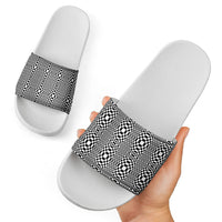 Black White Filipino Binakol Motifs Slide Sandals Mabuhay Philippines Festival Kusikus Pattern LT14 - Polynesian Pride