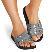 Black White Filipino Binakol Motifs Slide Sandals Mabuhay Philippines Festival Kusikus Pattern LT14 - Polynesian Pride