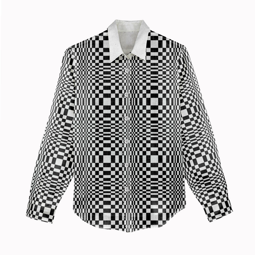 Black White Filipino Binakol Motifs Women Casual Shirt Mabuhay Philippines Festival Kusikus Pattern LT14 - Polynesian Pride