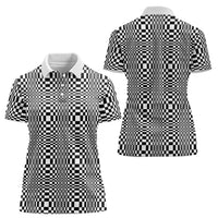 Black White Filipino Binakol Motifs Women Polo Shirt Mabuhay Philippines Festival Kusikus Pattern LT14 - Polynesian Pride