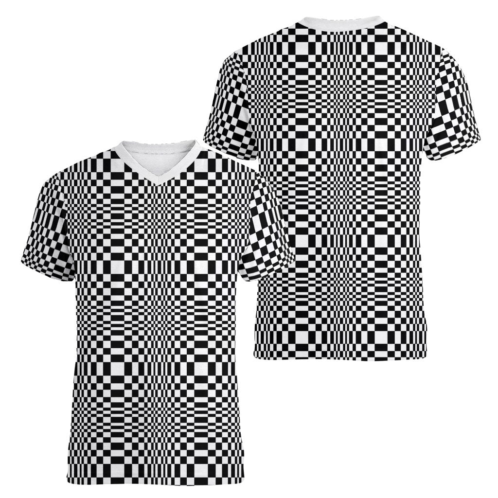 Black White Filipino Binakol Motifs Women V-Neck T-Shirt Mabuhay Philippines Festival Kusikus Pattern LT14 - Polynesian Pride
