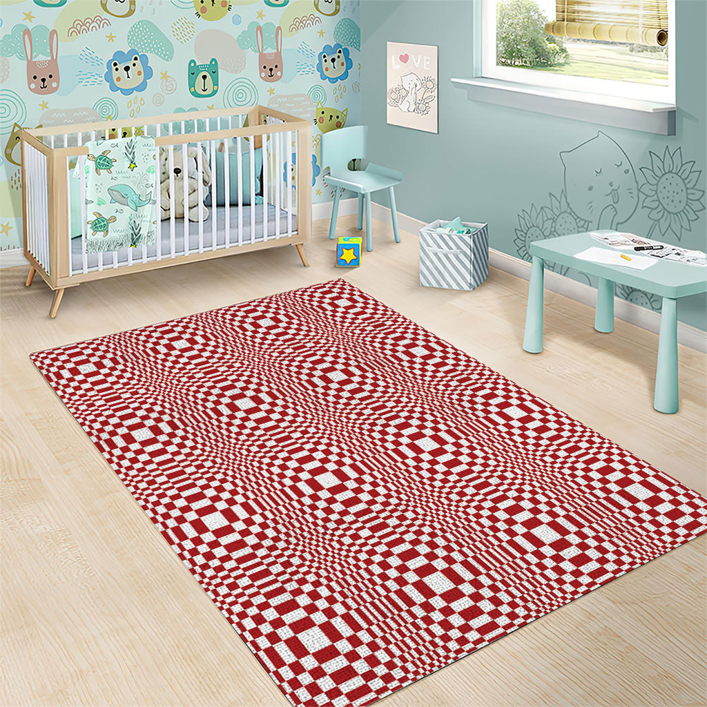 Red White Filipino Binakol Motifs Area Rug Mabuhay Philippines Festival Kusikus Pattern LT14 - Polynesian Pride