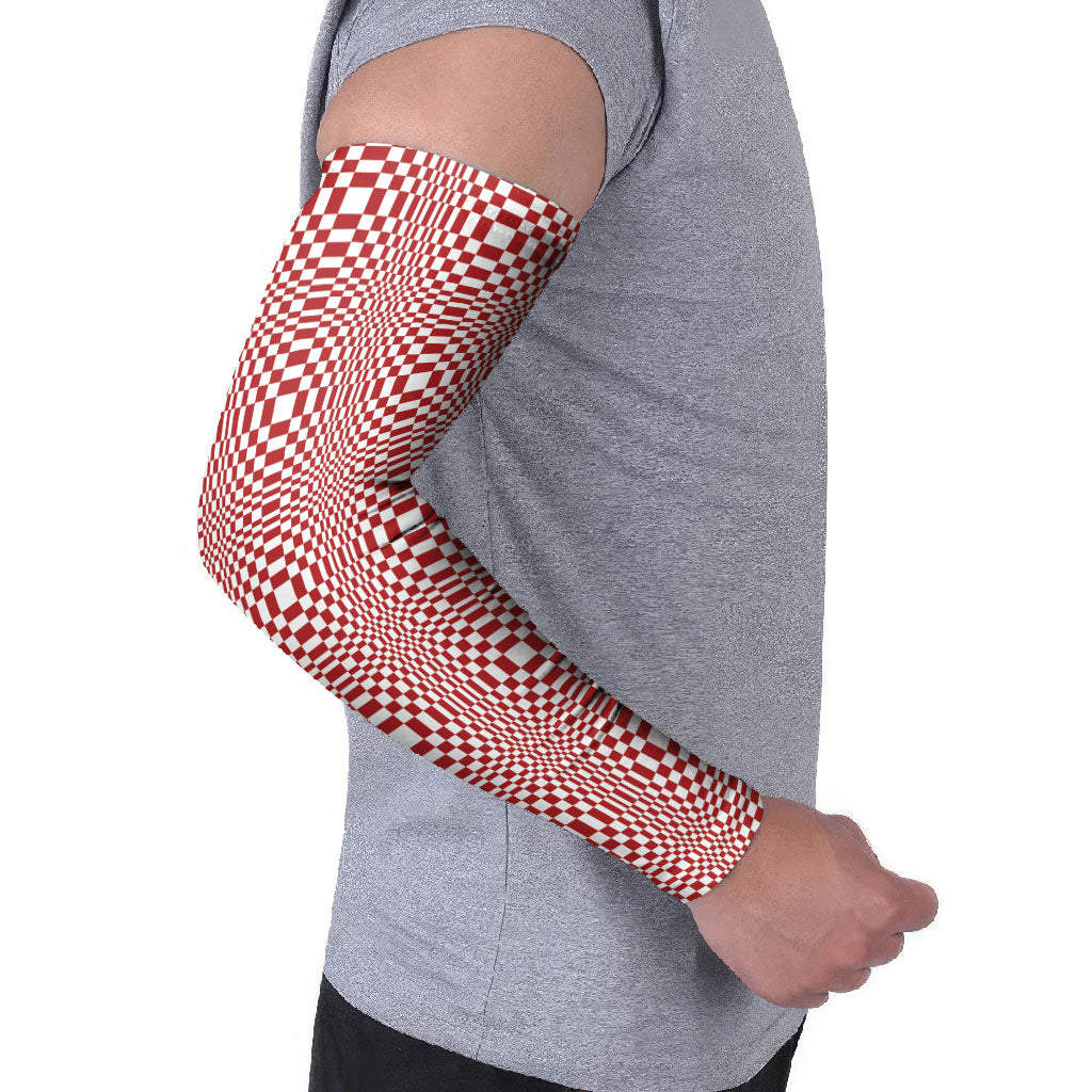 Red White Filipino Binakol Motifs Arm Sleeves Mabuhay Philippines Festival Kusikus Pattern LT14 - Polynesian Pride