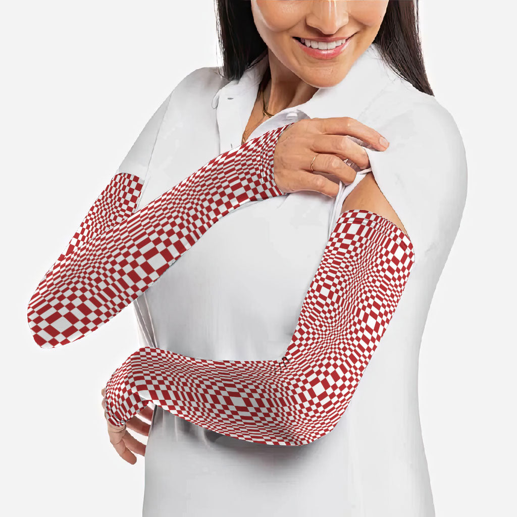 Red White Filipino Binakol Motifs Arm Sleeves Mabuhay Philippines Festival Kusikus Pattern LT14 - Polynesian Pride