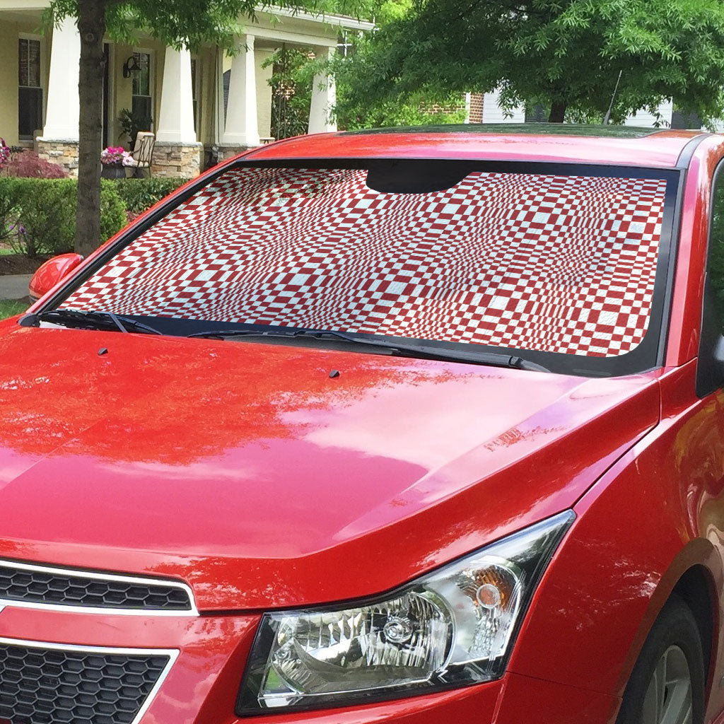Red White Filipino Binakol Motifs Auto Sun Shade Mabuhay Philippines Festival Kusikus Pattern LT14 - Polynesian Pride