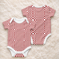 Red White Filipino Binakol Motifs Baby Onesie Mabuhay Philippines Festival Kusikus Pattern