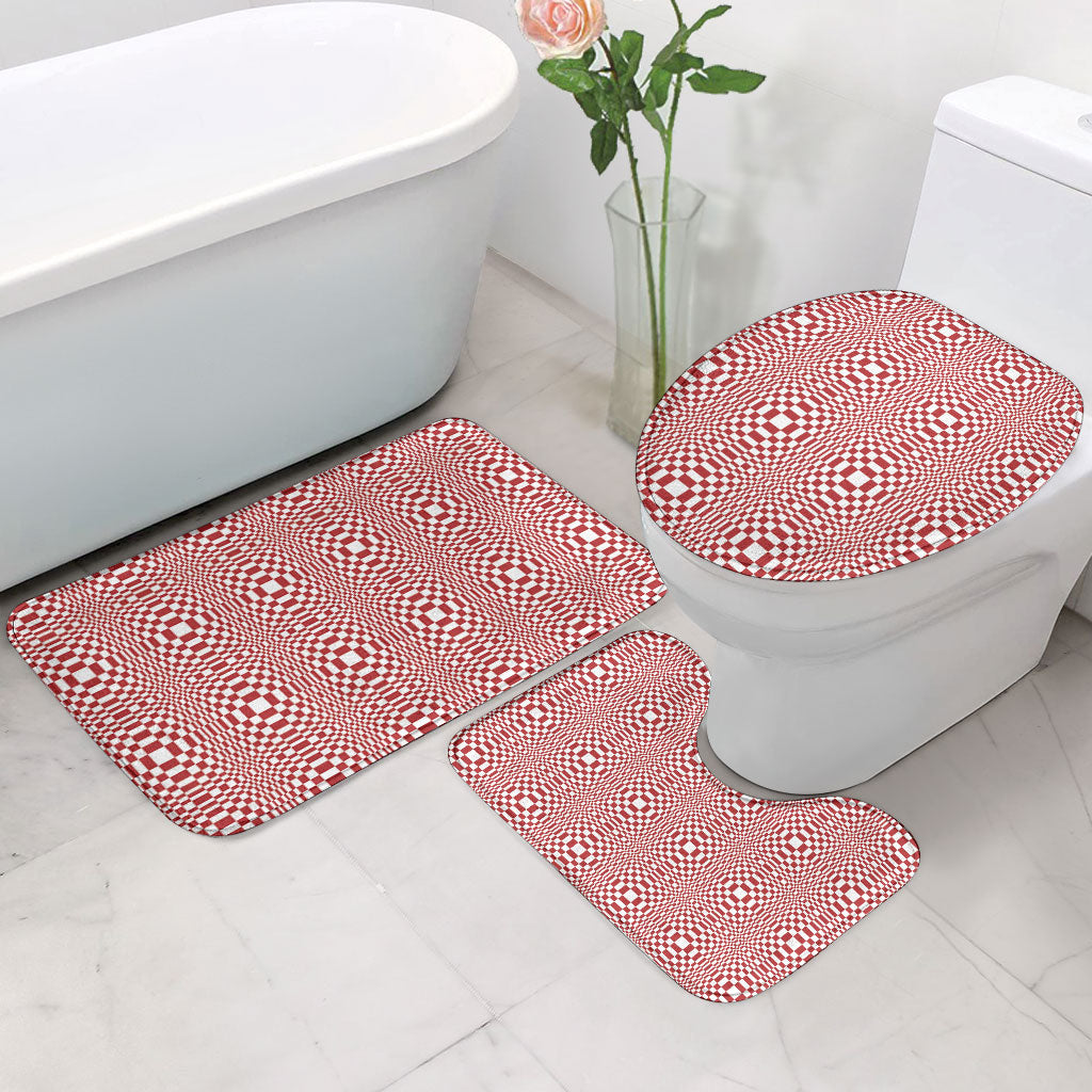 Red White Filipino Binakol Motifs Bathroom Set Mabuhay Philippines Festival Kusikus Pattern LT14 - Polynesian Pride