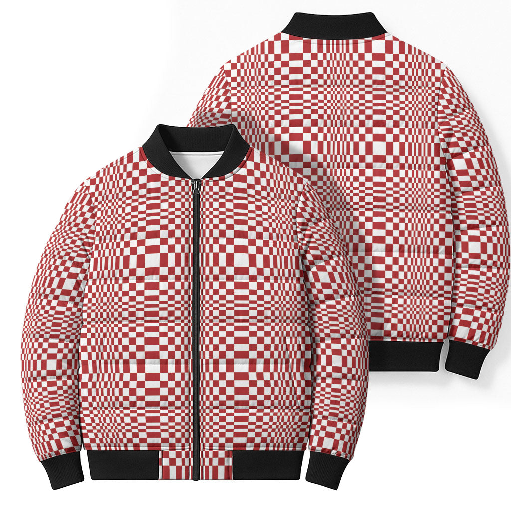 Red White Filipino Binakol Motifs Bomber Puffer Jacket Mabuhay Philippines Festival Kusikus Pattern LT14 - Polynesian Pride