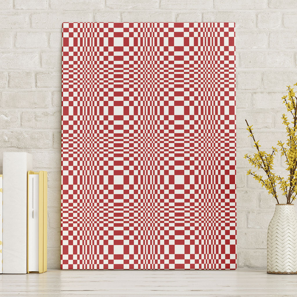 Red White Filipino Binakol Motifs Canvas Wall Art Mabuhay Philippines Festival Kusikus Pattern LT14 Without Frame Red - Polynesian Pride