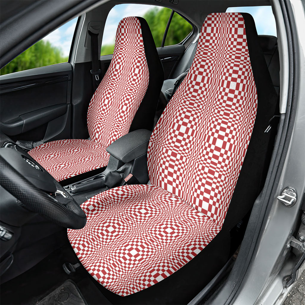 Red White Filipino Binakol Motifs Car Seat Cover Mabuhay Philippines Festival Kusikus Pattern LT14 - Polynesian Pride