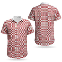 Red White Filipino Binakol Motifs Couples Matching Off The Shoulder Long Sleeve Dress and Hawaiian Shirt Mabuhay Philippines Festival Kusikus Pattern LT14 - Polynesian Pride