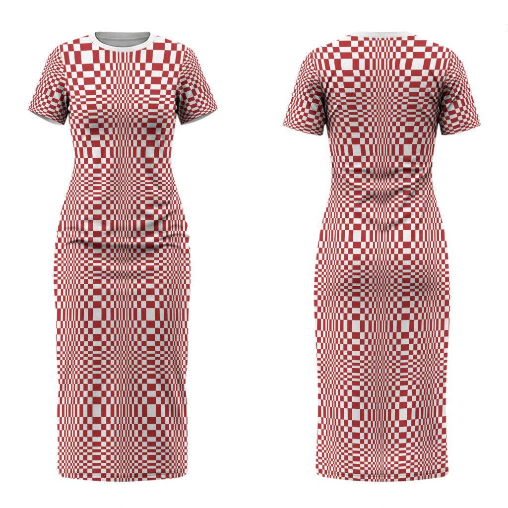 Red White Filipino Binakol Motifs Couples Matching Short Sleeve Bodycon Dress and Hawaiian Shirt Mabuhay Philippines Festival Kusikus Pattern LT14 - Polynesian Pride