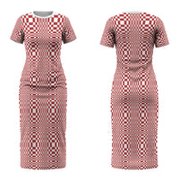 Red White Filipino Binakol Motifs Couples Matching Short Sleeve Bodycon Dress and Hawaiian Shirt Mabuhay Philippines Festival Kusikus Pattern LT14 - Polynesian Pride