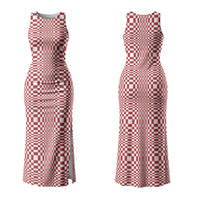 Red White Filipino Binakol Motifs Couples Matching Tank Maxi Dress and Long Sleeve Button Shirt Mabuhay Philippines Festival Kusikus Pattern LT14 - Polynesian Pride