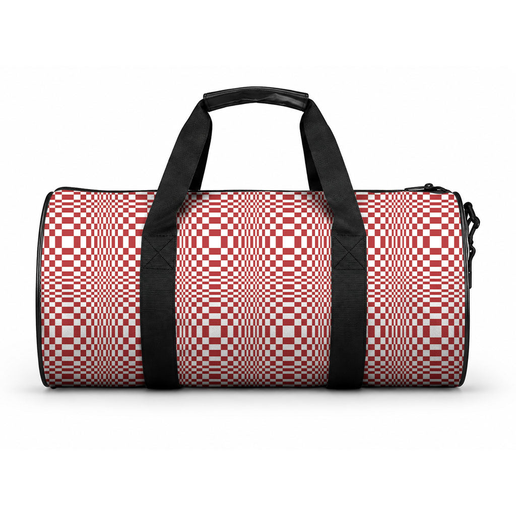 Red White Filipino Binakol Motifs Duffle Bag Mabuhay Philippines Festival Kusikus Pattern