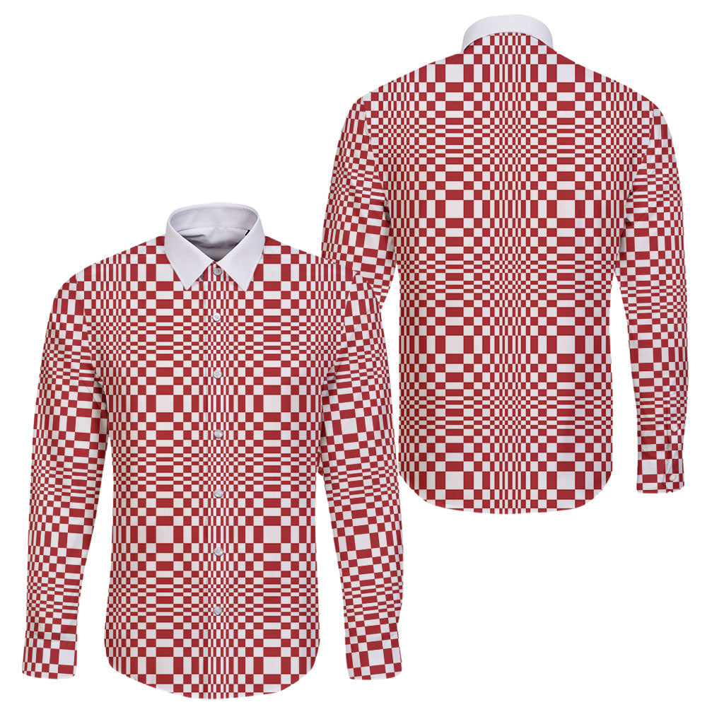 Red White Filipino Binakol Motifs Family Matching Off Shoulder Short Dress and Hawaiian Shirt Mabuhay Philippines Festival Kusikus Pattern LT14 Dad's Shirt - Long Sleeve Red - Polynesian Pride