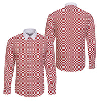 Red White Filipino Binakol Motifs Family Matching Off Shoulder Short Dress and Hawaiian Shirt Mabuhay Philippines Festival Kusikus Pattern LT14 Dad's Shirt - Long Sleeve Red - Polynesian Pride