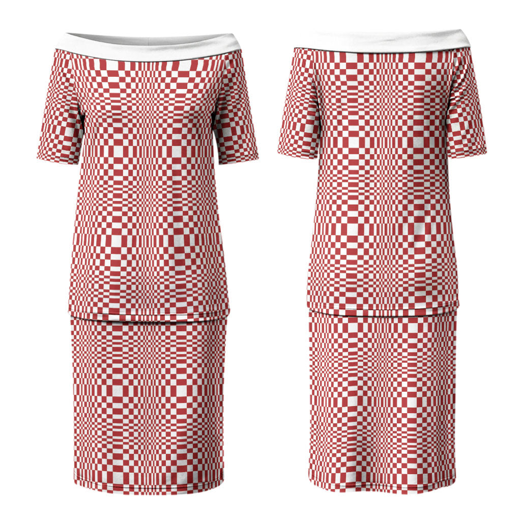 Red White Filipino Binakol Motifs Family Matching Puletasi and Hawaiian Shirt Mabuhay Philippines Festival Kusikus Pattern LT14 Mom's Dress Red - Polynesian Pride