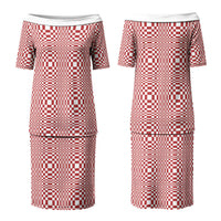Red White Filipino Binakol Motifs Family Matching Puletasi and Hawaiian Shirt Mabuhay Philippines Festival Kusikus Pattern LT14 Mom's Dress Red - Polynesian Pride