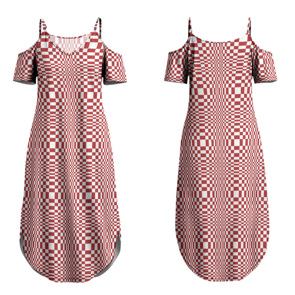 Red White Filipino Binakol Motifs Family Matching Summer Maxi Dress and Hawaiian Shirt Mabuhay Philippines Festival Kusikus Pattern LT14 Mom's Dress Red - Polynesian Pride