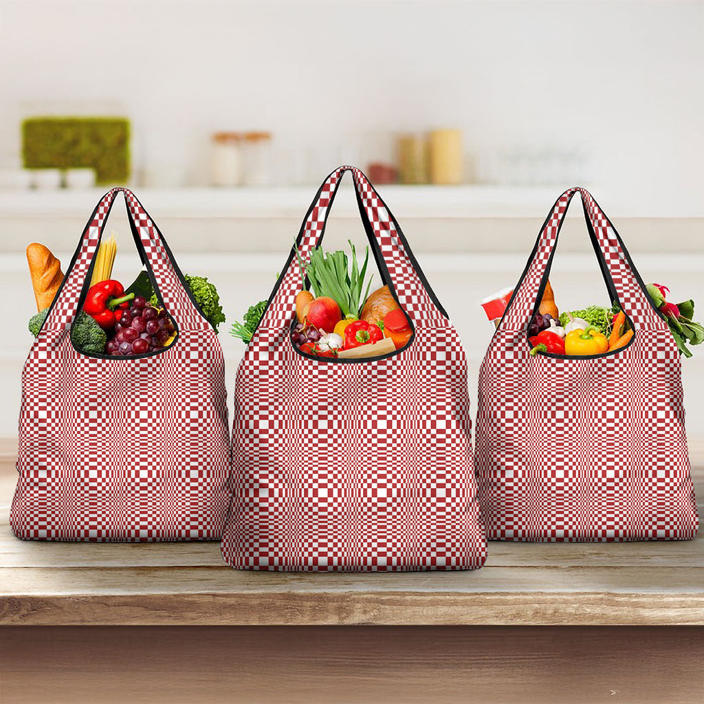 Red White Filipino Binakol Motifs Grocery Bag Mabuhay Philippines Festival Kusikus Pattern LT14 3-pack One Size Red - Polynesian Pride