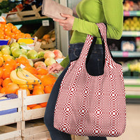 Red White Filipino Binakol Motifs Grocery Bag Mabuhay Philippines Festival Kusikus Pattern LT14 - Polynesian Pride