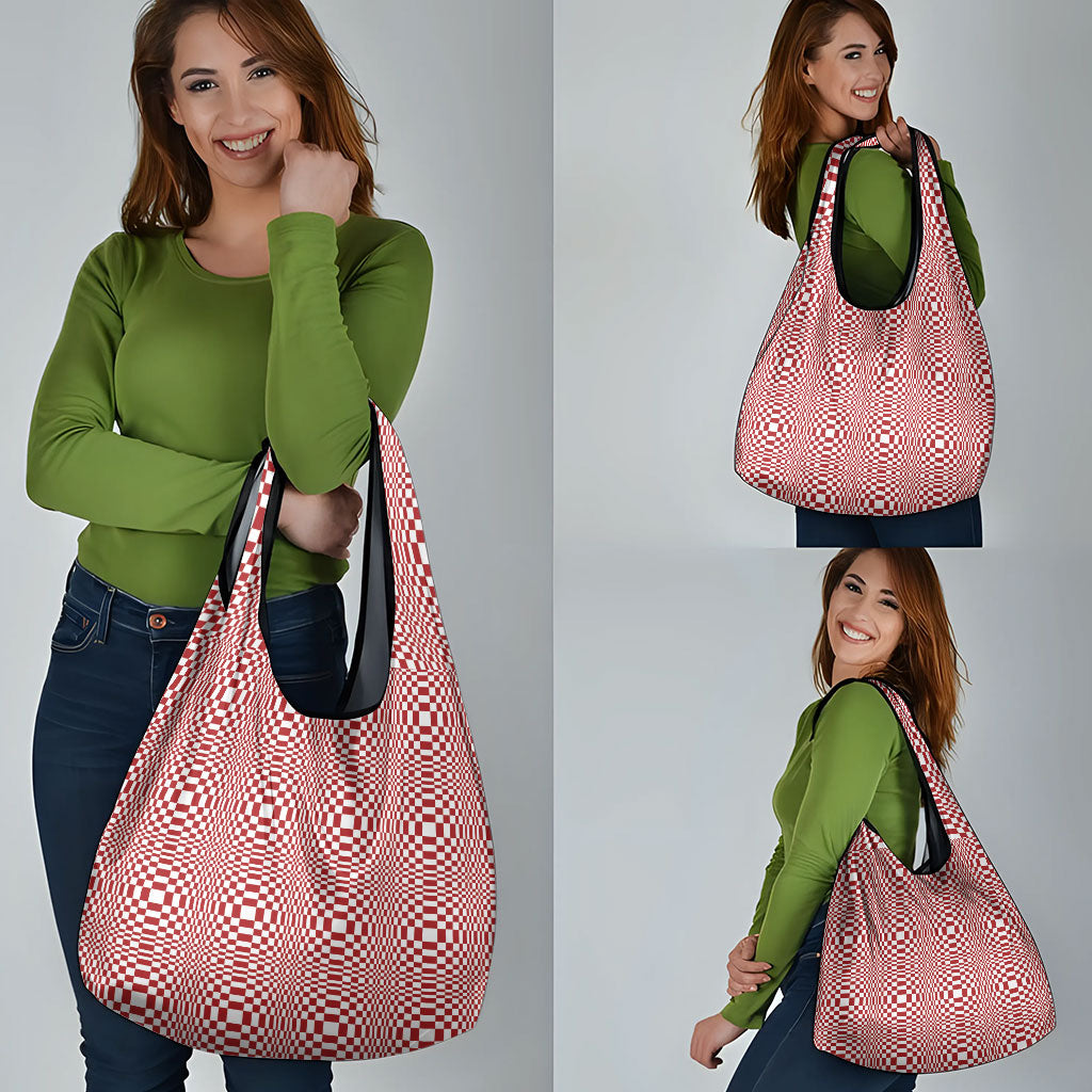 Red White Filipino Binakol Motifs Grocery Bag Mabuhay Philippines Festival Kusikus Pattern LT14 - Polynesian Pride