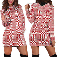 Red White Filipino Binakol Motifs Hoodie Dress Mabuhay Philippines Festival Kusikus Pattern LT14 - Polynesian Pride