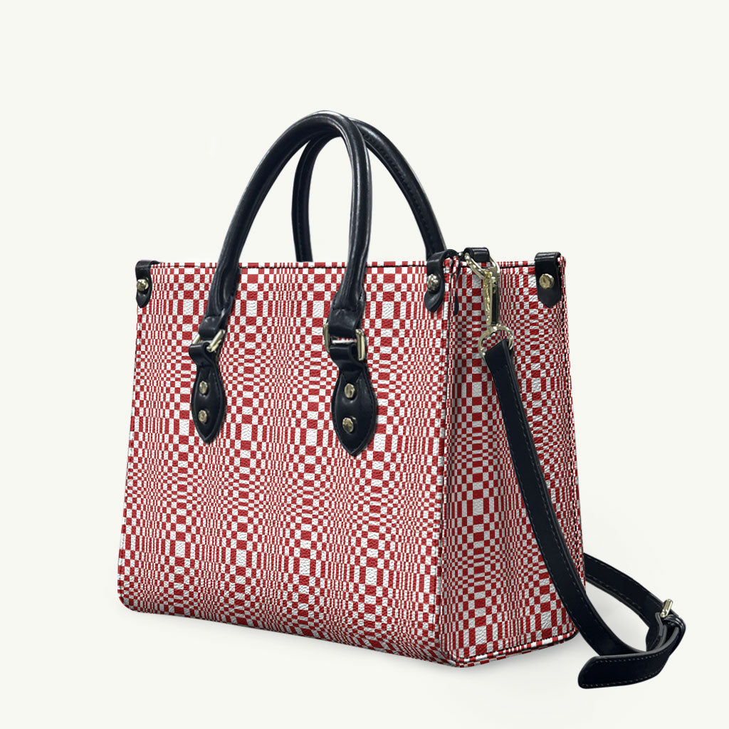 Red White Filipino Binakol Motifs Leather Bag Mabuhay Philippines Festival Kusikus Pattern LT14 Red - Polynesian Pride
