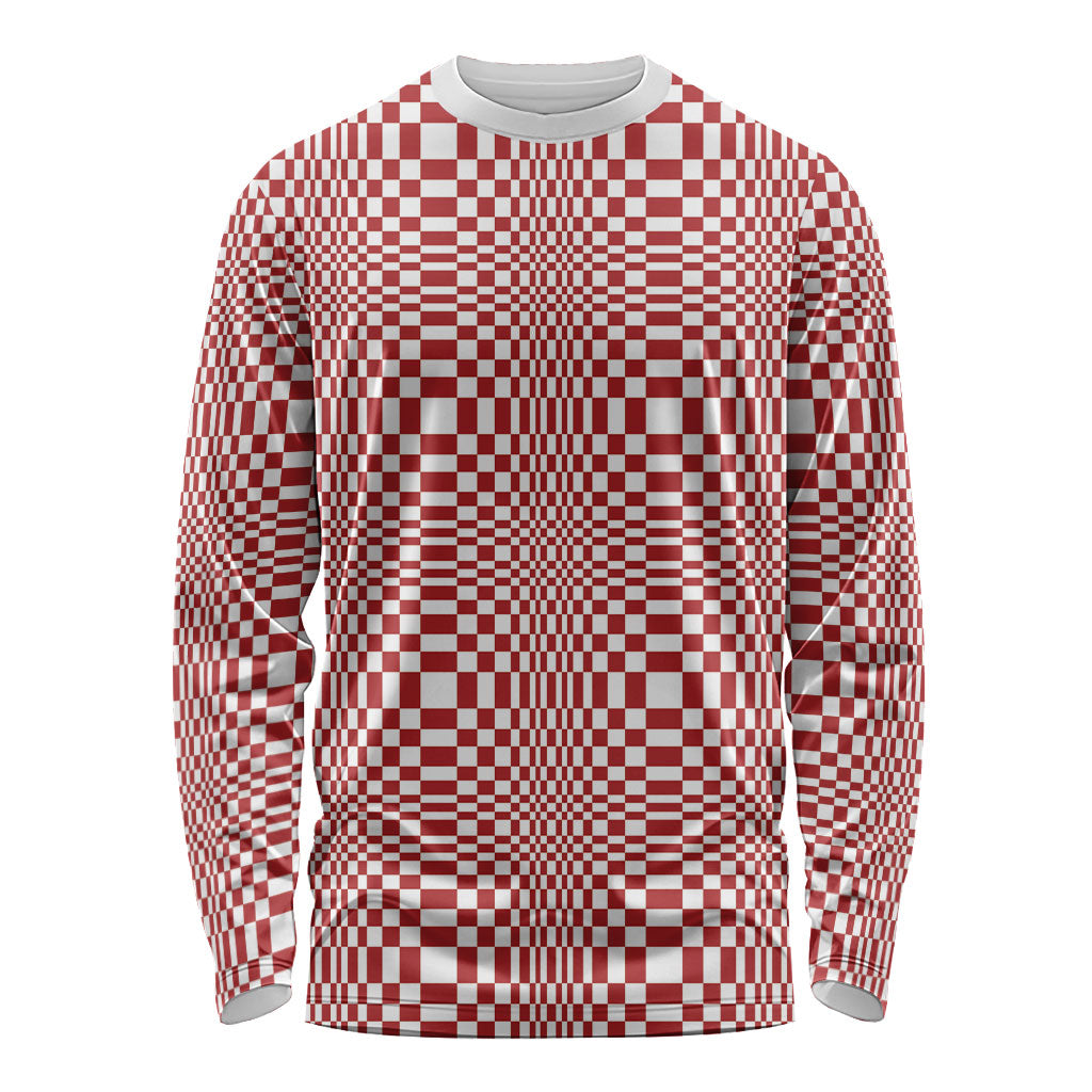 Red White Filipino Binakol Motifs Long Sleeve Shirt Mabuhay Philippines Festival Kusikus Pattern LT14 Unisex Red - Polynesian Pride