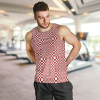 Red White Filipino Binakol Motifs Men Tank Top Mabuhay Philippines Festival Kusikus Pattern LT14 Red - Polynesian Pride