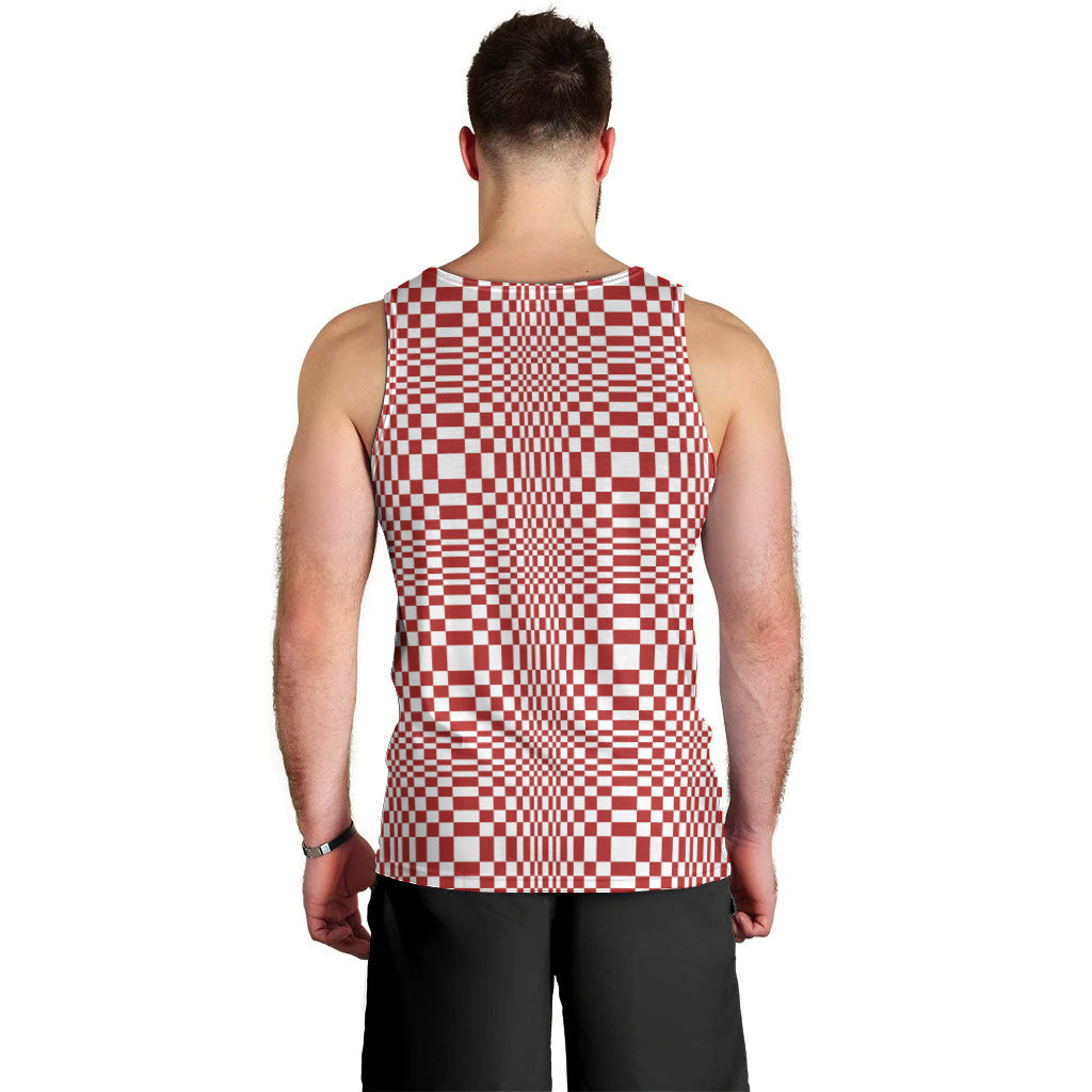 Red White Filipino Binakol Motifs Men Tank Top Mabuhay Philippines Festival Kusikus Pattern LT14 - Polynesian Pride