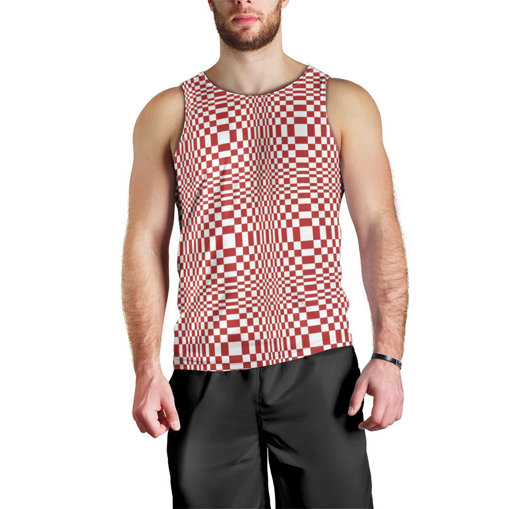 Red White Filipino Binakol Motifs Men Tank Top Mabuhay Philippines Festival Kusikus Pattern LT14 - Polynesian Pride