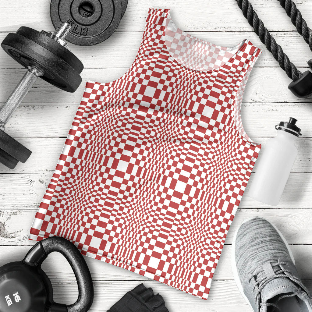 Red White Filipino Binakol Motifs Men Tank Top Mabuhay Philippines Festival Kusikus Pattern LT14 - Polynesian Pride