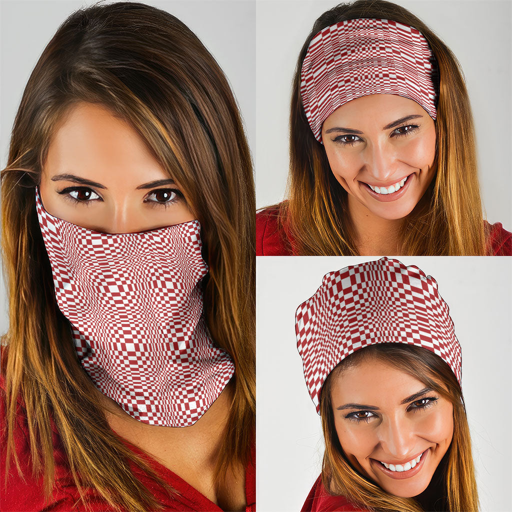 Red White Filipino Binakol Motifs Neck Gaiter Mabuhay Philippines Festival Kusikus Pattern LT14 - Polynesian Pride