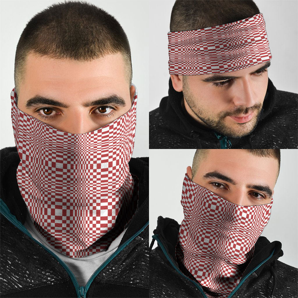 Red White Filipino Binakol Motifs Neck Gaiter Mabuhay Philippines Festival Kusikus Pattern LT14 - Polynesian Pride