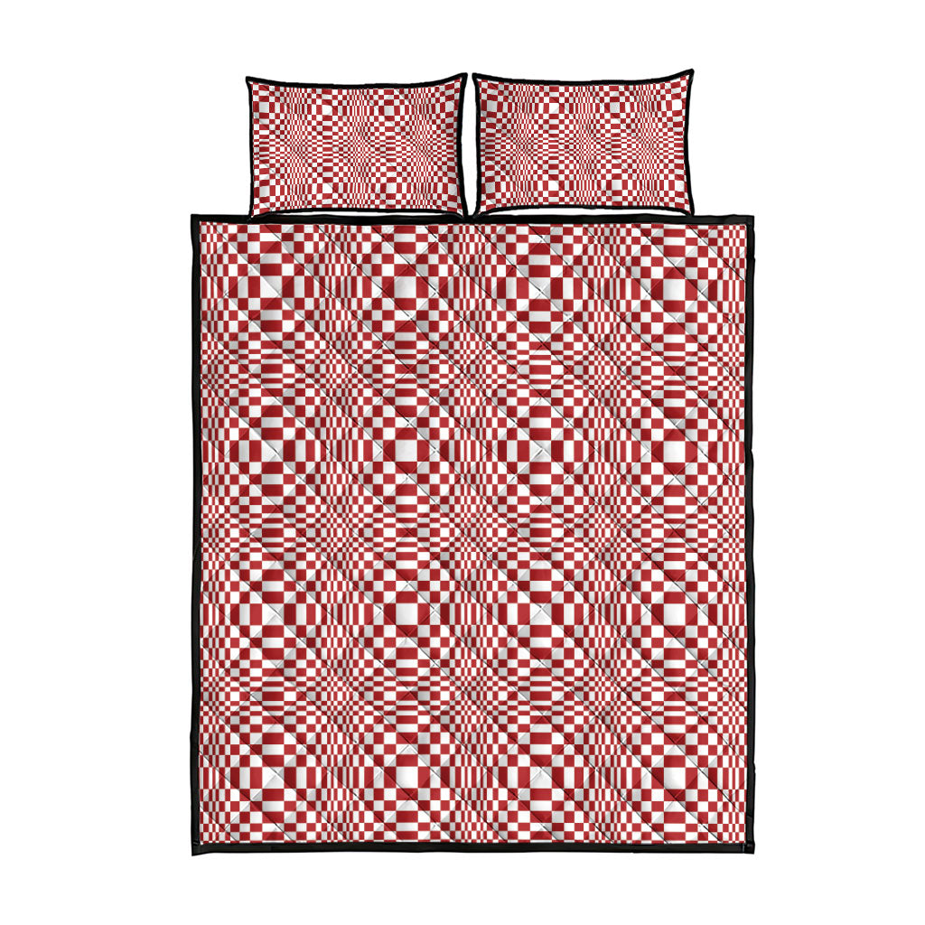 Red White Filipino Binakol Motifs Quilt Bed Set Mabuhay Philippines Festival Kusikus Pattern LT14 - Polynesian Pride