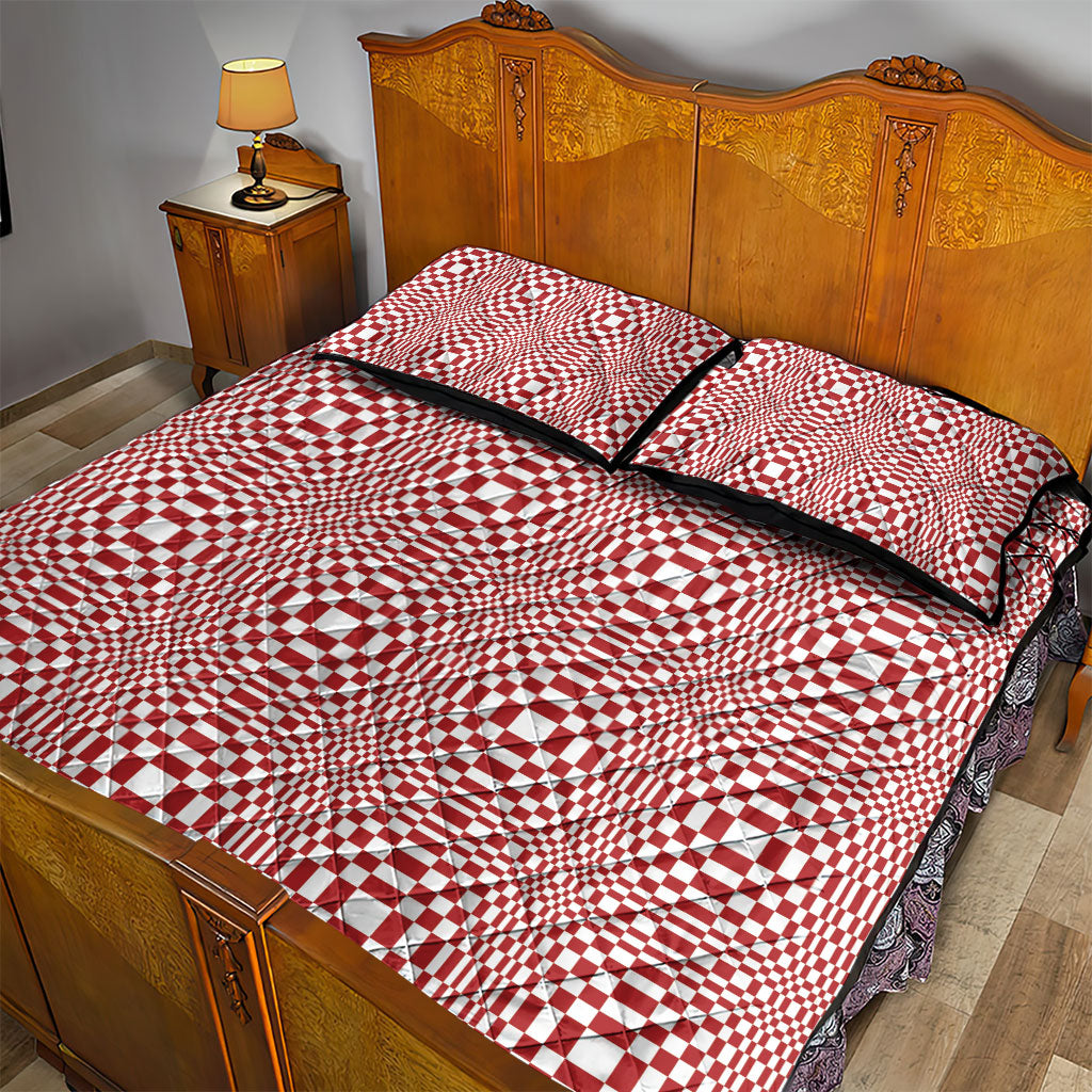 Red White Filipino Binakol Motifs Quilt Bed Set Mabuhay Philippines Festival Kusikus Pattern LT14 - Polynesian Pride