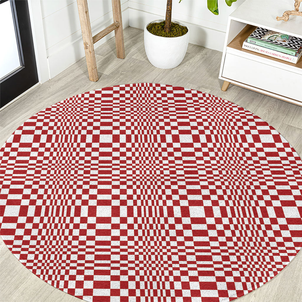 Red White Filipino Binakol Motifs Round Carpet Mabuhay Philippines Festival Kusikus Pattern LT14 Red - Polynesian Pride
