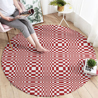 Red White Filipino Binakol Motifs Round Carpet Mabuhay Philippines Festival Kusikus Pattern LT14 - Polynesian Pride
