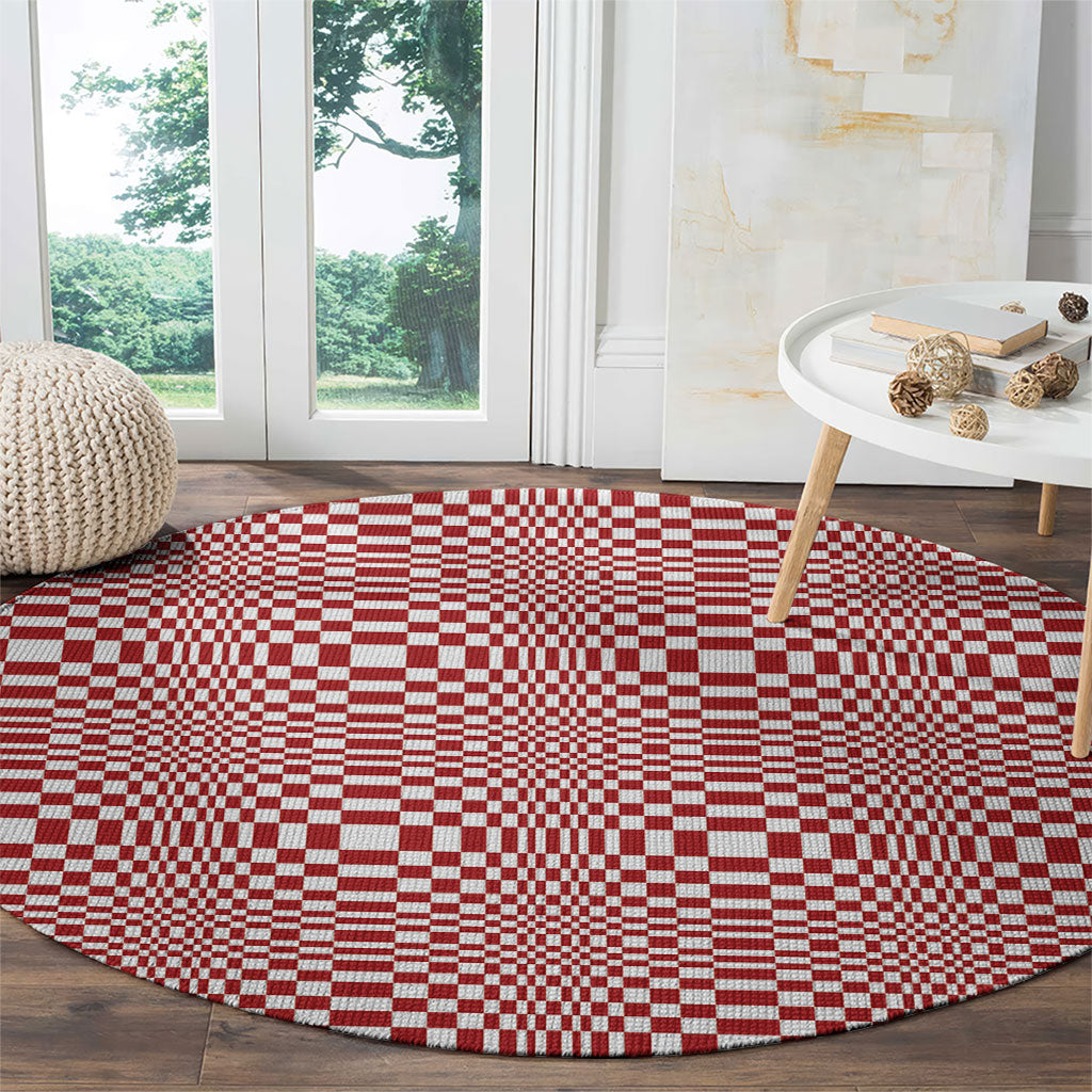Red White Filipino Binakol Motifs Round Carpet Mabuhay Philippines Festival Kusikus Pattern LT14 - Polynesian Pride