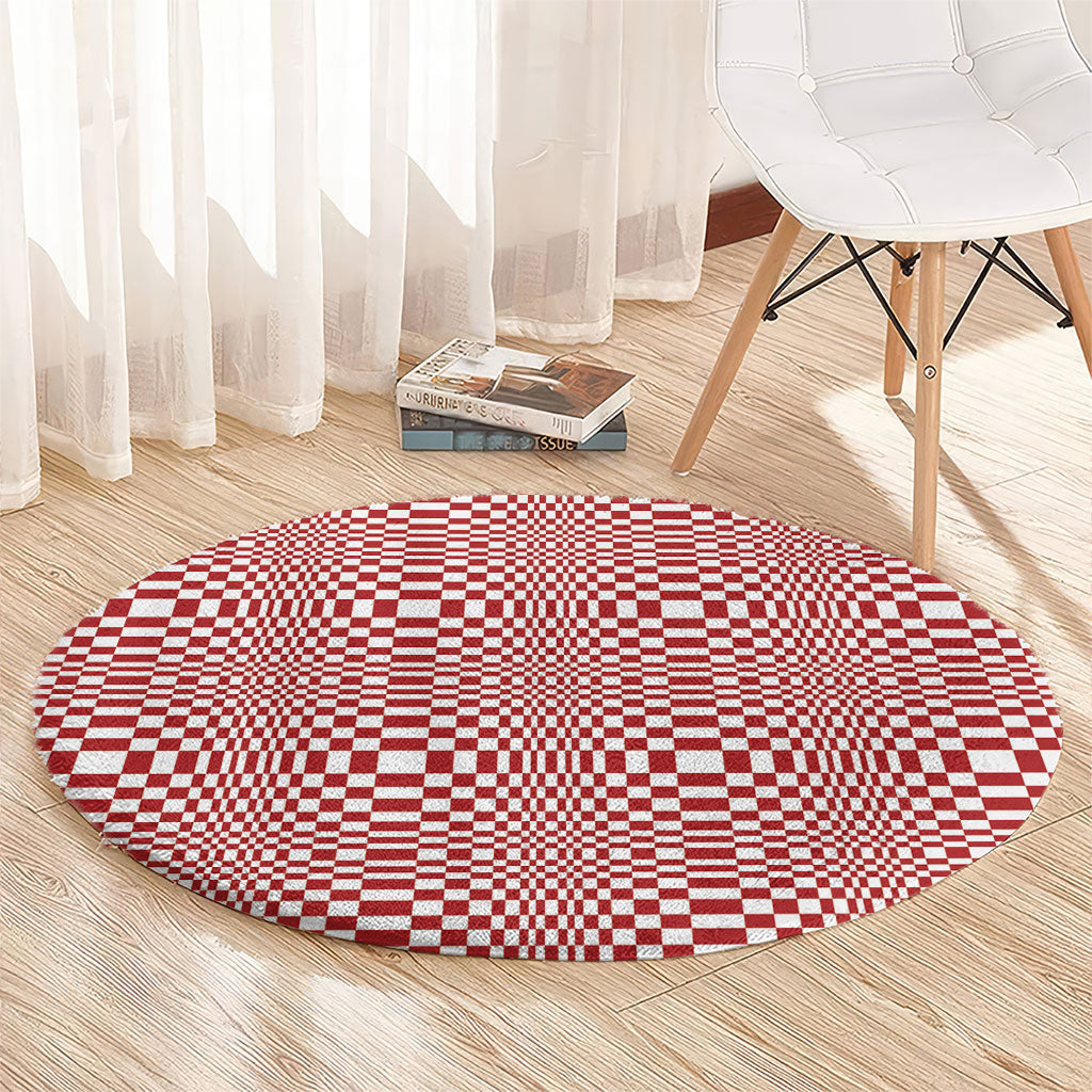 Red White Filipino Binakol Motifs Round Carpet Mabuhay Philippines Festival Kusikus Pattern LT14 - Polynesian Pride