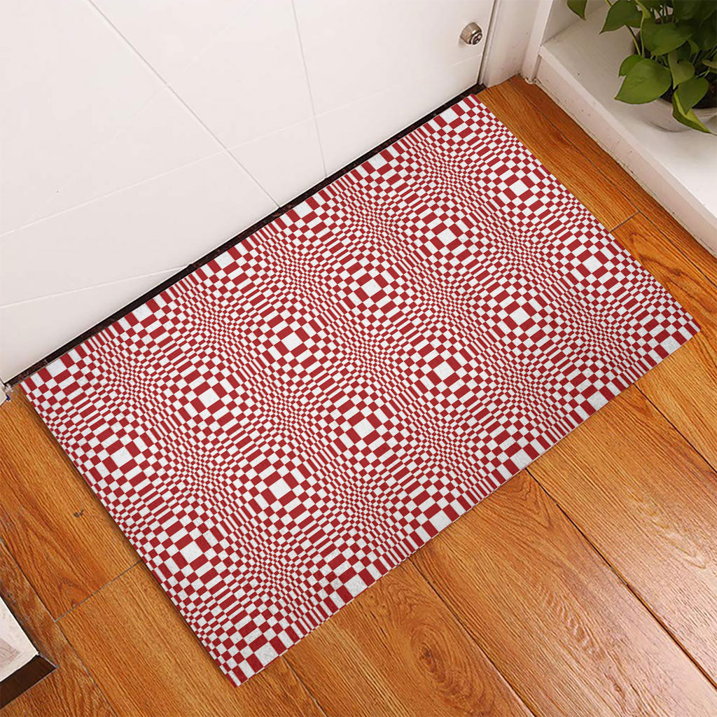 Red White Filipino Binakol Motifs Rubber Doormat Mabuhay Philippines Festival Kusikus Pattern LT14 - Polynesian Pride