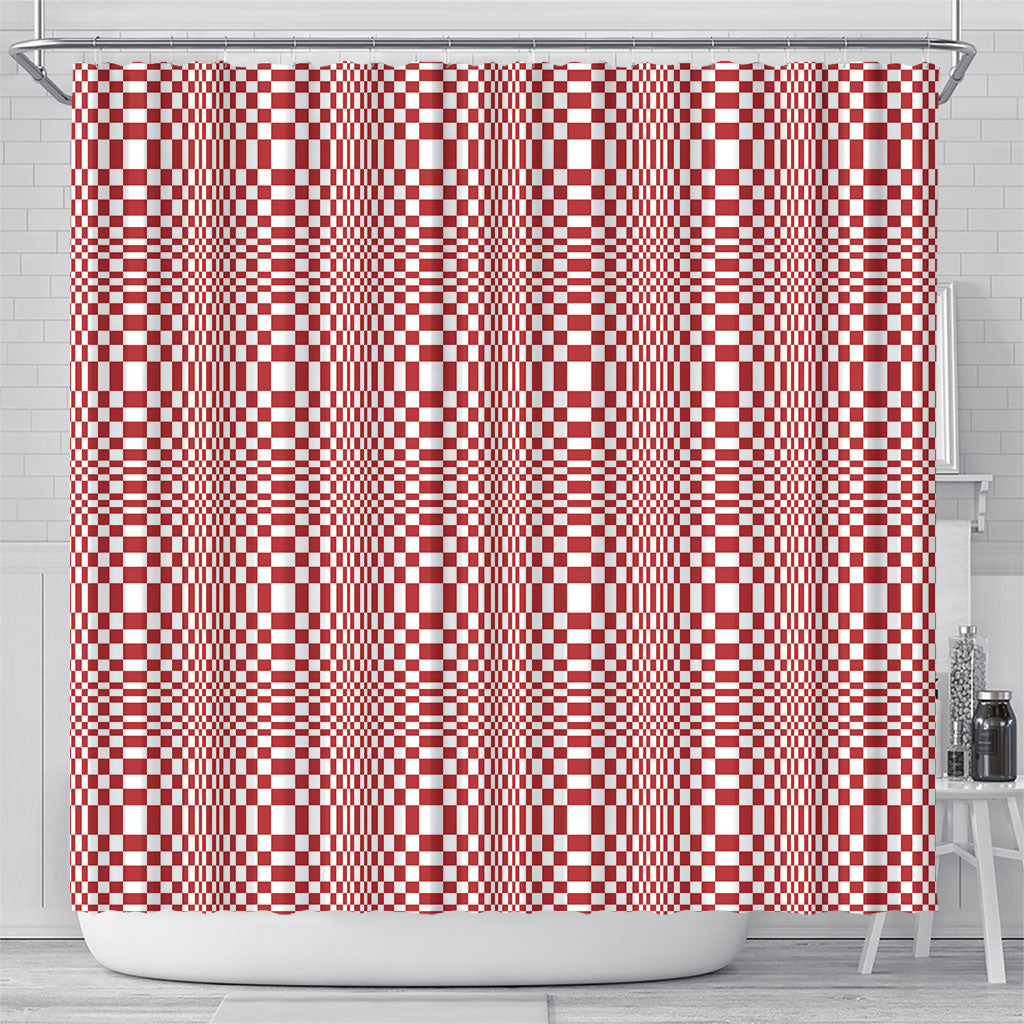 Red White Filipino Binakol Motifs Shower Curtain Mabuhay Philippines Festival Kusikus Pattern LT14 - Polynesian Pride