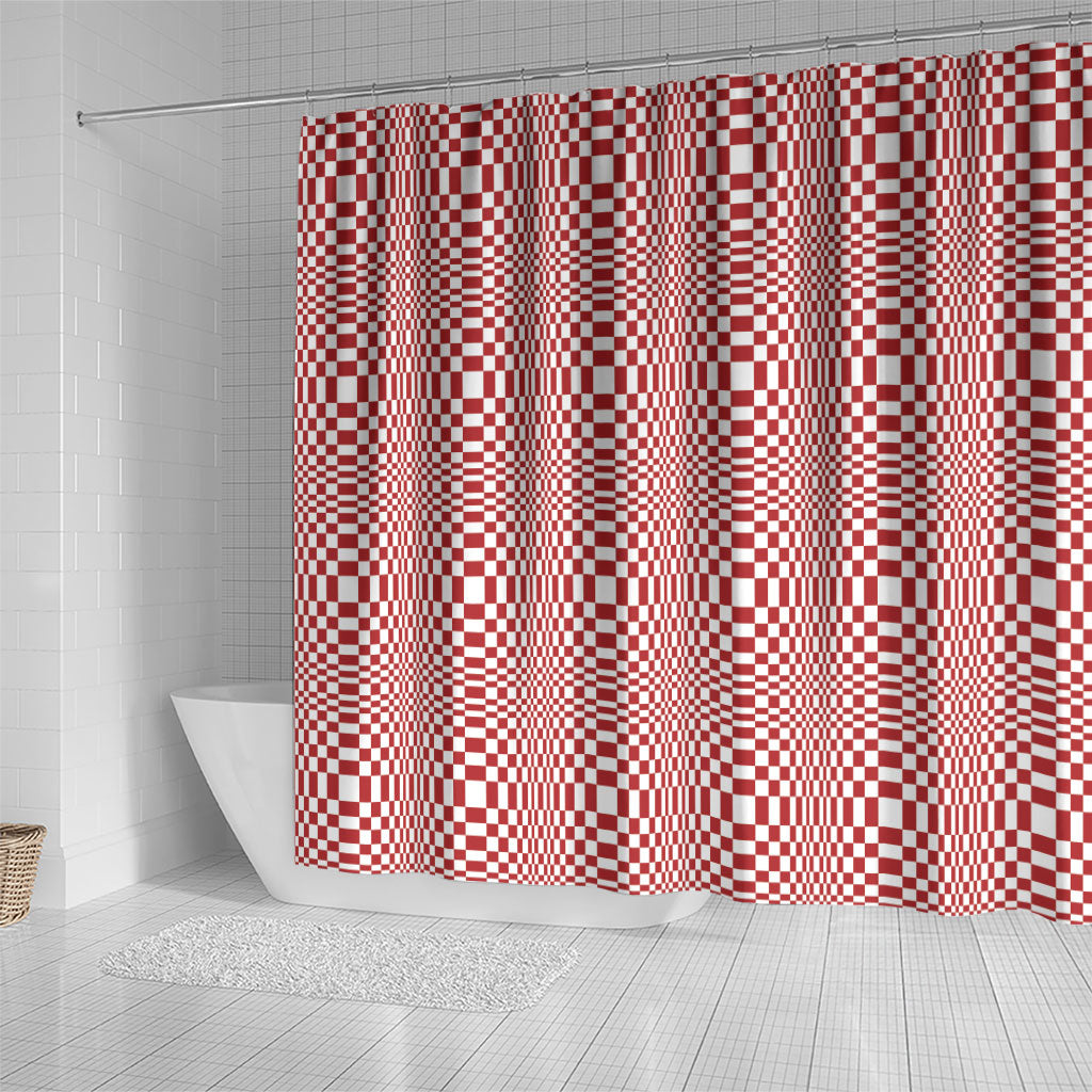 Red White Filipino Binakol Motifs Shower Curtain Mabuhay Philippines Festival Kusikus Pattern LT14 - Polynesian Pride